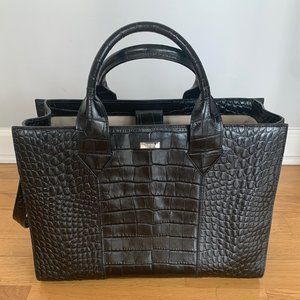 Hugo Boss Black Croc Embossed Leather Bag